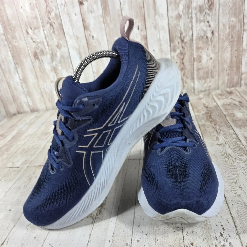 Asics Gel-Cumulus 25 Womens Running Shoes Navy Blue Rose Gold 1012B441 Size 10
